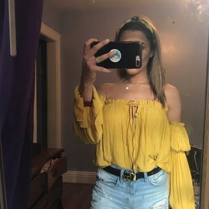 F21 off shoulder flowy chiffon shirt